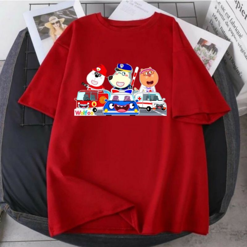 baju kaos anak wollfo mobil cotton