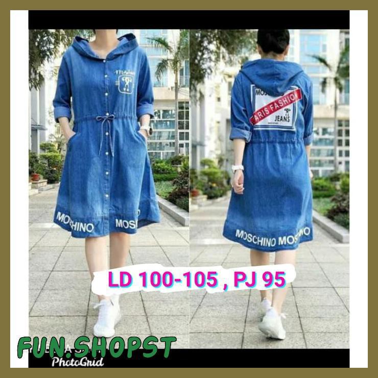 NEW BAJU DRESS ROK WANITA CEWEK PENDEK BAHAN JEANS LEVIS MOTIF