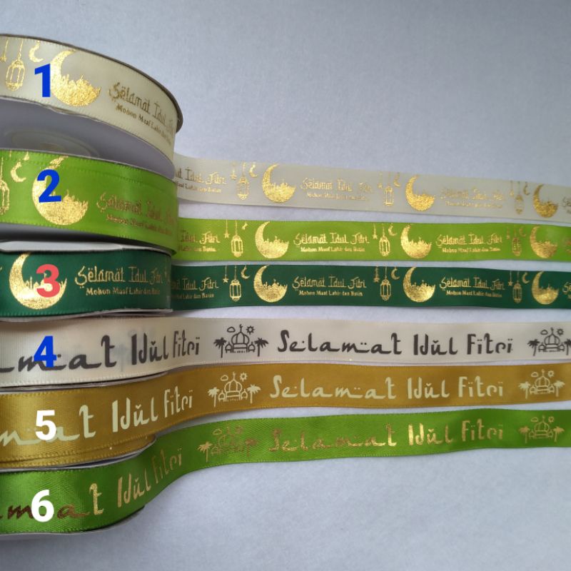 

Pita Lebaran Idul Fitri Satin 3/4 inch 2cm per Roll