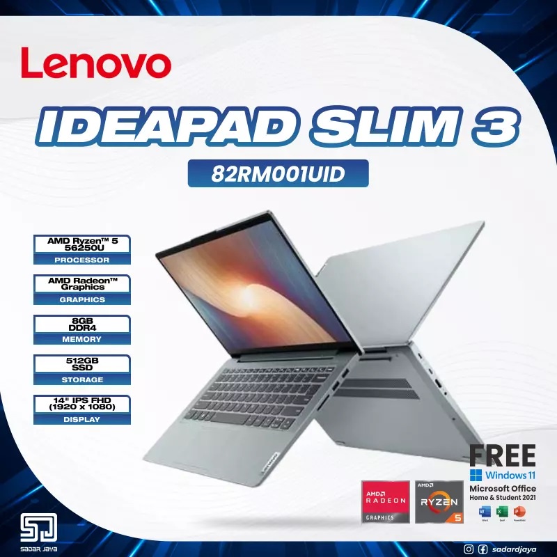 Lenovo IdeaPad 3 IP3 1UID Laptop AMD Ryzen 5-5625U / 8GB / SSD 512 / 14″ FHD / Win 11 OHS