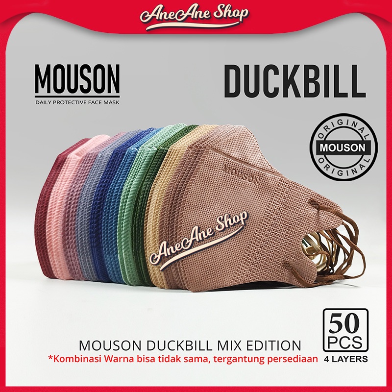 Masker Mouson Duckbill Garis Embos 4ply Isi 50 Masker Non Medis Sekali Pakai 4 Ply Embos Mouson