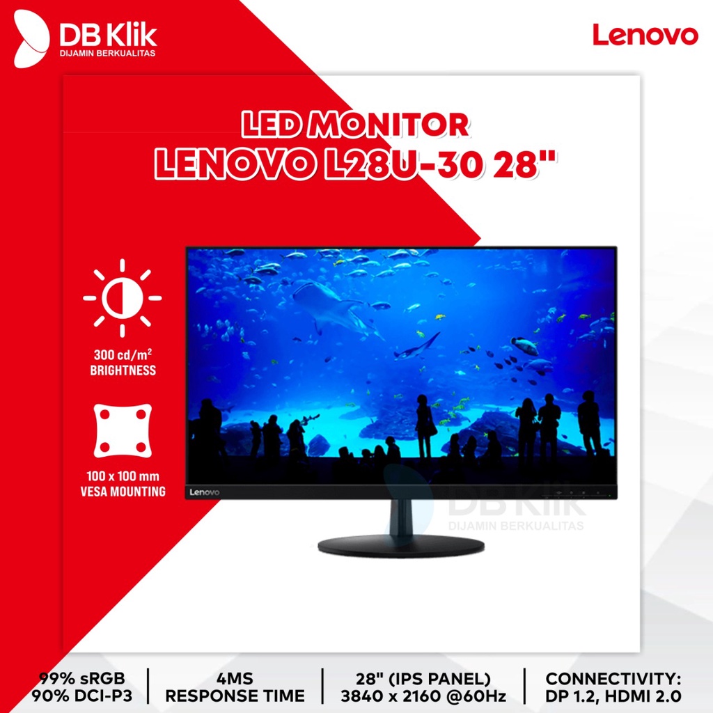 LED Monitor LENOVO L28u-30 28&quot; 60Hz 4K HDMI DP (65FAGAC2WW) - L28U 30