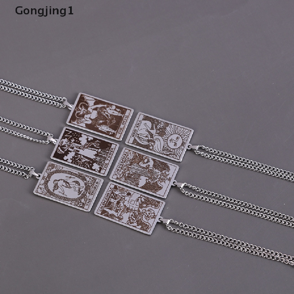 Gongjing1 Kalung Rantai Dengan Liontin Kartu Tarot Major Arcana Pagan