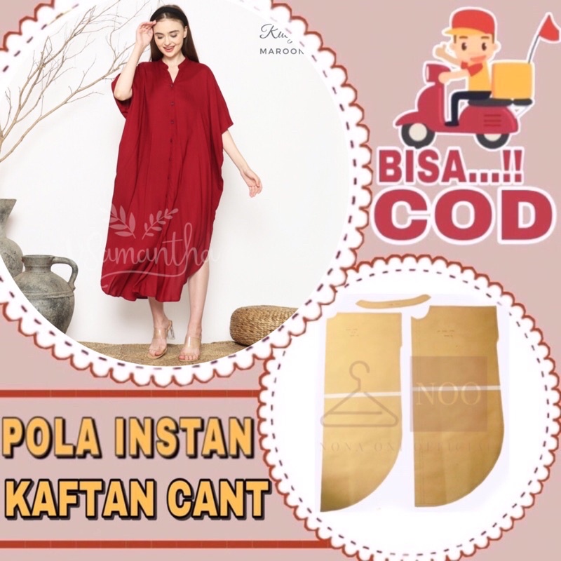 BISA COD Pola instan kaftan cantika - Pola jiplak kaftan kekinian - Pola tinggal jiplak & sudah ada 