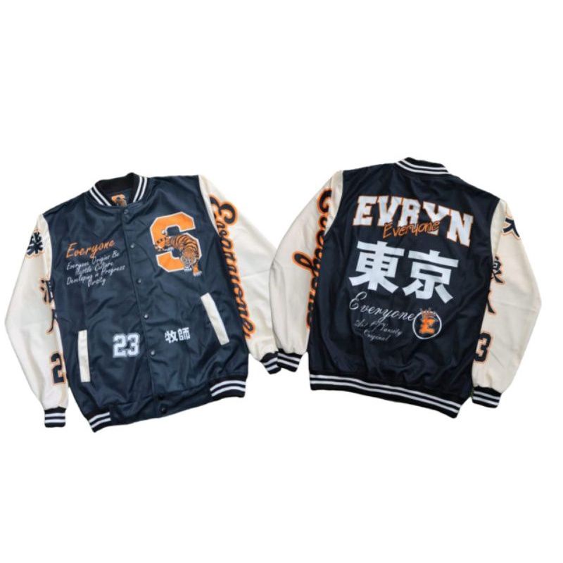 JACKET VARSITY BASEBAAL MOTIP TERBARU PRIA WANITA SAIZE L XL  - JAKET EVERYONE BAYAR DI TEMPAT-Everin S