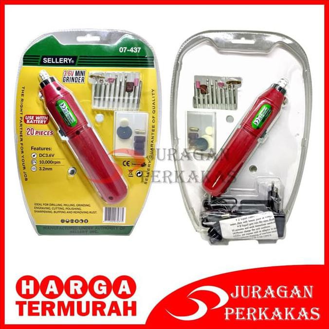 SELLERY MINI DIE GRINDER SET 20 PCS BOR TUNER CAS BATERAI 3.6V 07-437