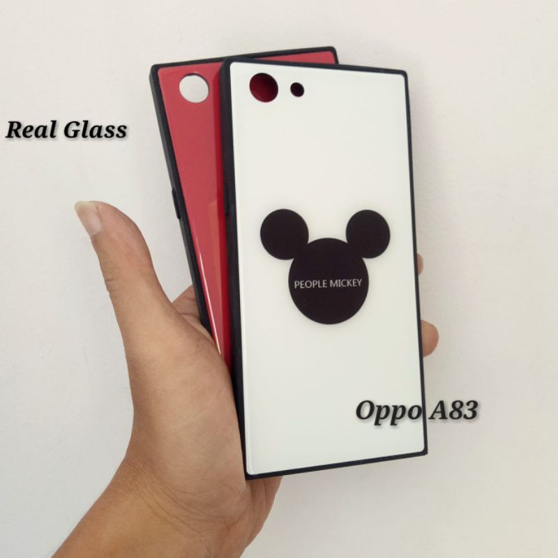 Glass Case Oppo A83 Square Super Keren anti baret Motif cakep