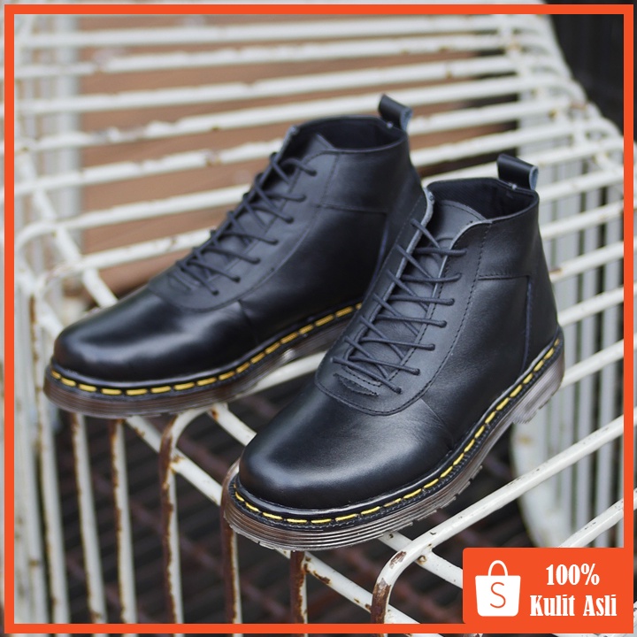 Svend 02 Black (Kulit Asli) - Boots Pria Kulit Asli Kasual Semi Formal - Boot Kulit Sapi Asli