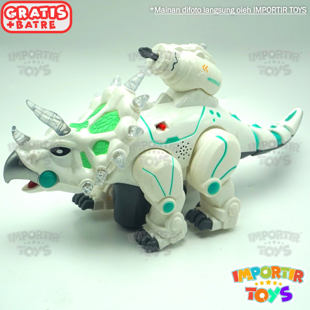 ROBOT DINOSAURUS PUTIH BATRE + MUSIK + LAMPU Bersenjata dan Kuat! IMPORTIR TOYS QUALITY