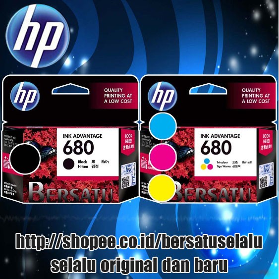 Paket ⑵-⑽ Tinta Ori HP 680 ∯ Black &amp; Color Catridge original qty min 4 dpt bonus ‼ ♔ L0 SM PB QM