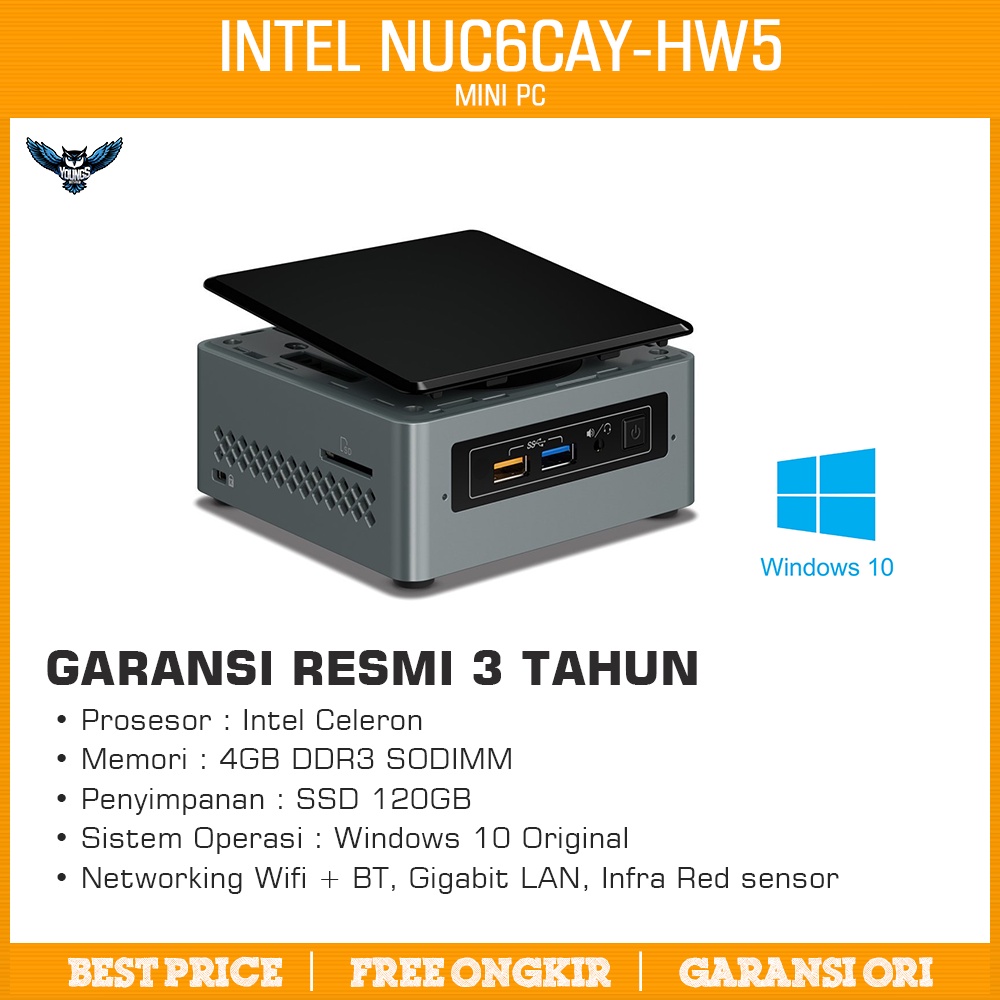 Mini PC Intel NUC6CAY-HW5 Celeron | 4GD3 | WIN 10 + SSD 120GB | NUC