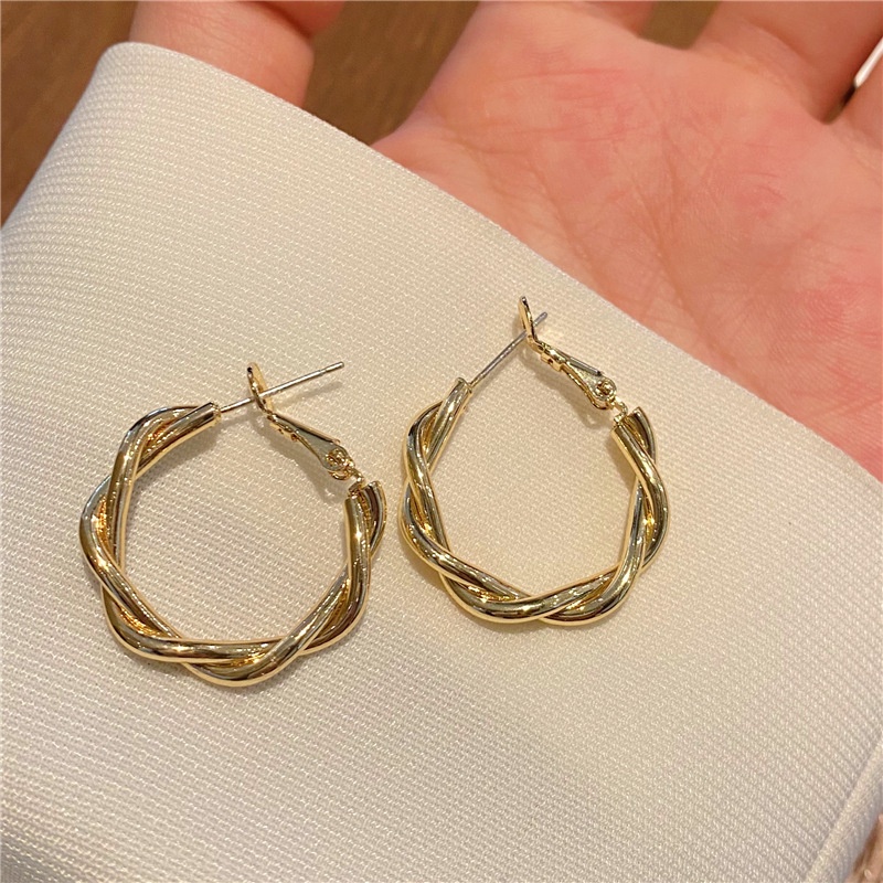 3pcs / Set Anting Tusuk / Stud Model Twist Bahan Silver S925 Untuk Wanita