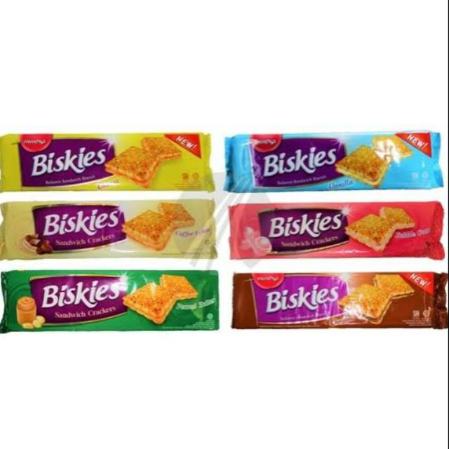 BISKIES SANDWICH CRACKERS 108 Gram ALL VARIAN PEANUT BUTTER, VANILLA, CHEESE, COFFE ECLAIR, BUBBLE