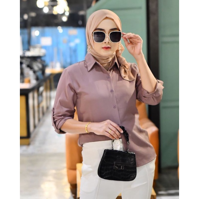 AUREL TOP KEMEJA ATASAN POLOS BASIC SHAKILA LENGAN PANJANG SIZE M-XXL