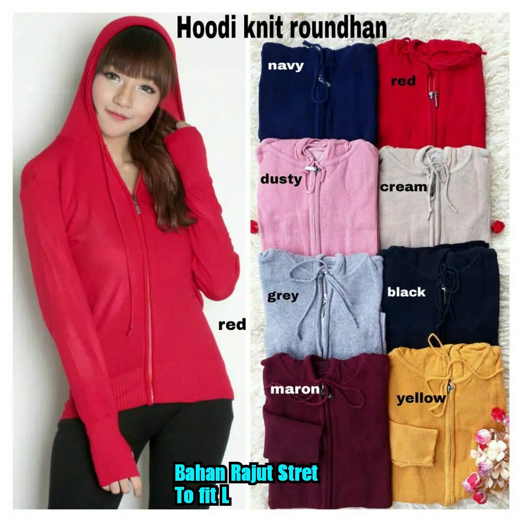 QUEEN FASHION HOODIE KNIT RH BLOSE FIT TO L