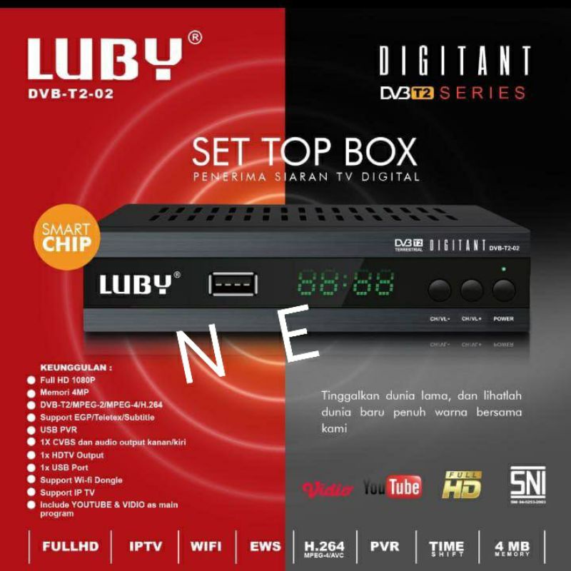 LUBY SET TOP BOX DVB T2-02 STB DVB T2-02 LUBY ORIGINAL