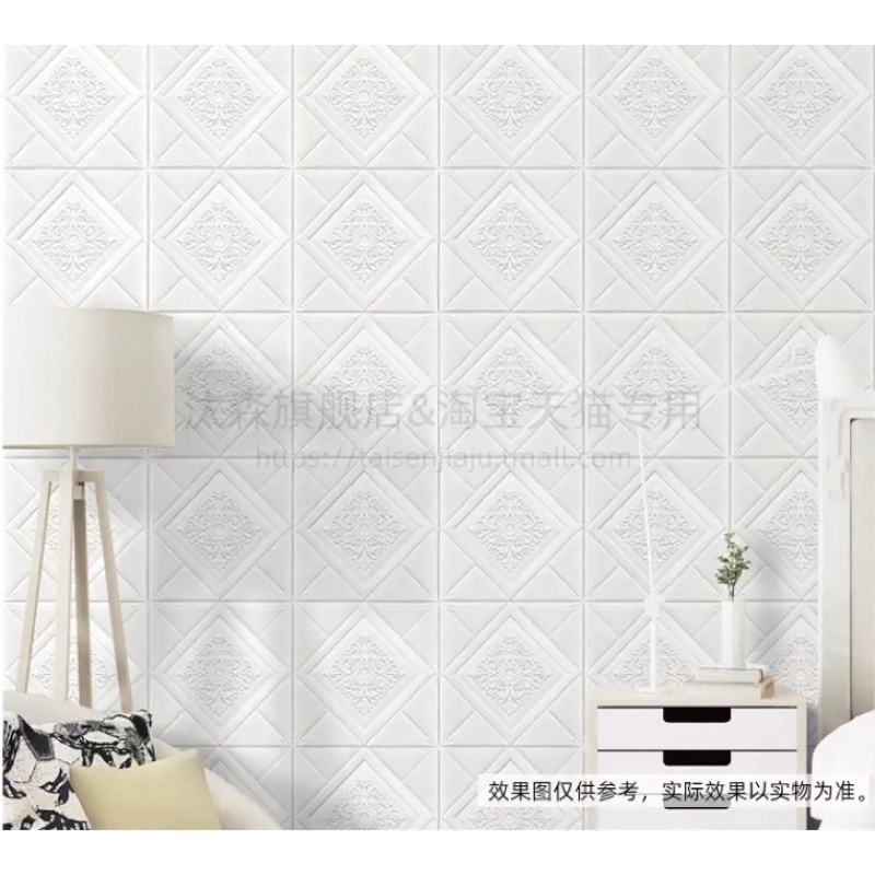 (Tebal 5mm- 6mm) Wallpaper Stiker Dinding 3D Foam Wallfoam Motif Batik Bata 70cm x 77cm-4
