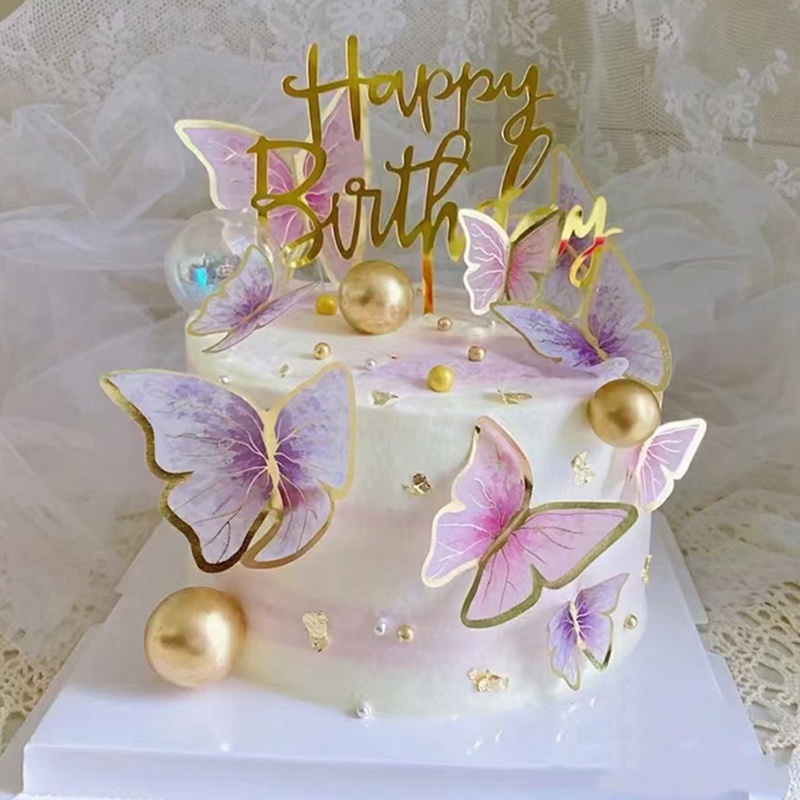 Topper Kue Bentuk Peri Kupu-Kupu Aksen Glitter Untuk Dekorasi Pesta Ulang Tahun Pernikahan Butterfly