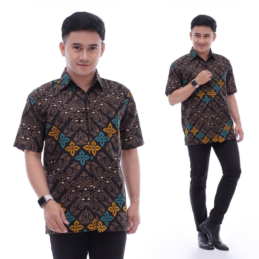 Hem Batik Pria Lengan Pendek Bahan Katun Halus Motif Terbaru Tahun 2021 Ukuran M, L, Xl