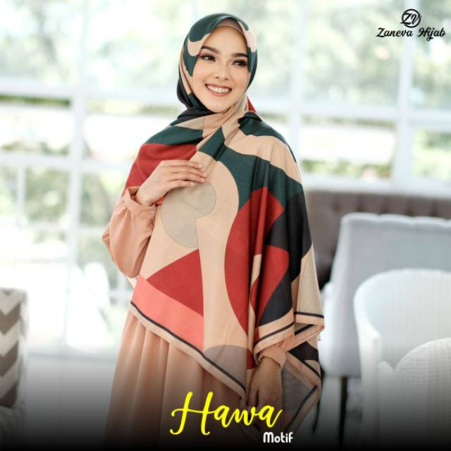 Hijab Voal Printing / Hijab Segiempat Murah / Hijab Motif Hawa By Zaneva