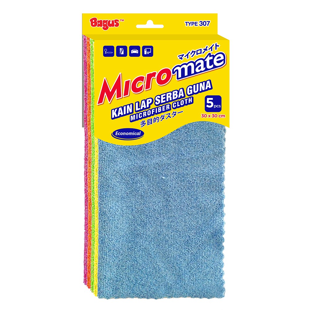 Bagus Micromate Kain Lap Mobil Microfiber Serbaguna 5pc 30X30 307