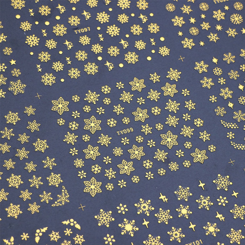 12 Lembar Stiker Kuku Desain Snowflake Natal 3D Untuk Dekorasi Nail Art