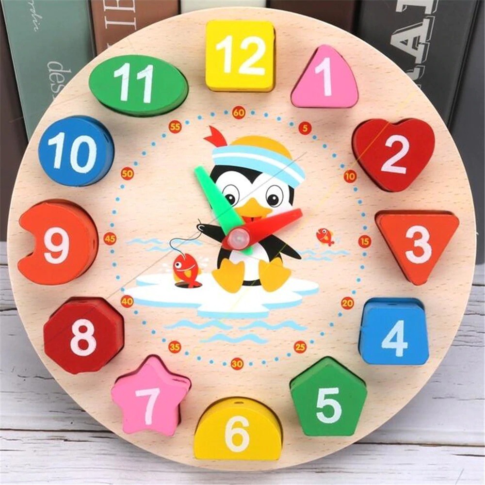 Mainan Edukasi Anak Mengenal Jam Board Game Geometry Number Roulette Match Shapes Clock chn