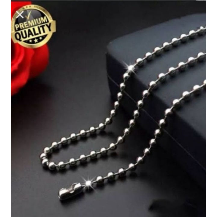 KALUNG TITANIUM BIJI LADA PRIA WANITA ANTI KARAT DAN TIDAK LUNTUR STAINLEES STEEL BAJA PUTIH