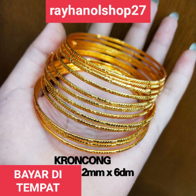 PERHIASAN WANITA DEWASA GELANG KERONCONG TITANIUM 6pcs-12pcs ANTI KARAT LAPIS EMAS SILVER-GOLD