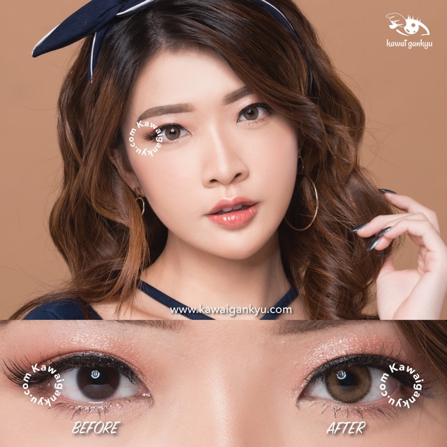 KawaiGankyu Softlens - Kitty mini olivia light brown (1botol)