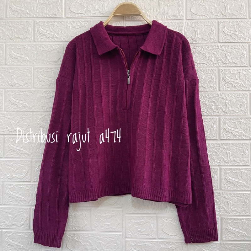 MIKI KNIT CARDIGAN RAJUT RESLETING KERAH WANITA