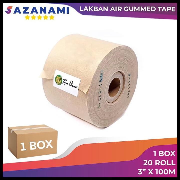 

1 BOX LAKBAN AIR 3" INCH X 100M GUMMED TAPE TIGER CRAFT KRAFT TAPE 20R