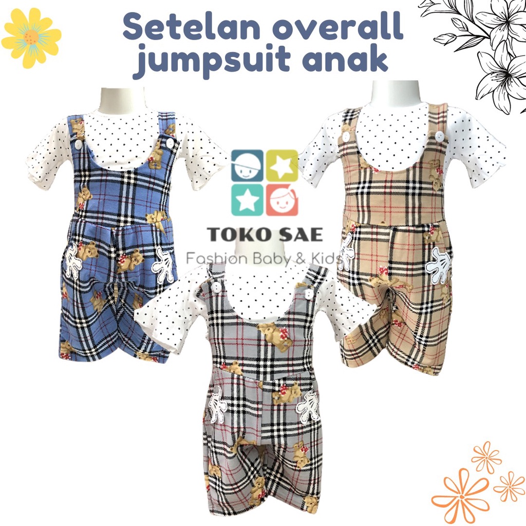 Setelan Overall Jumpsuit Anak Perempuan Cola Bear Cotton Premium