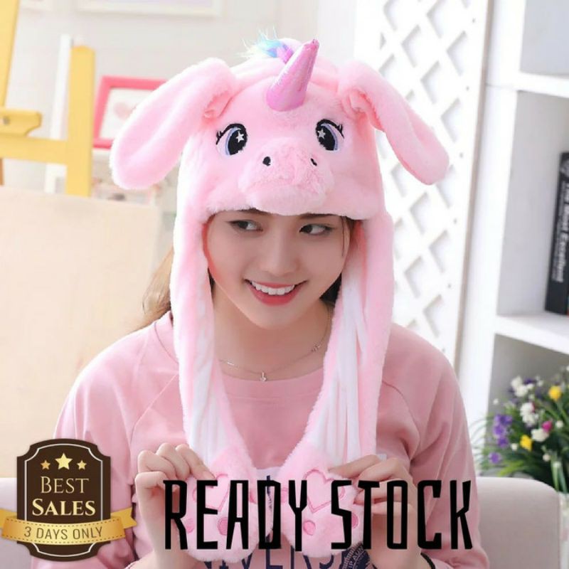 Topi kelinci bunny hat unicorn non lampu READY STOCK FULL MURAH!!!