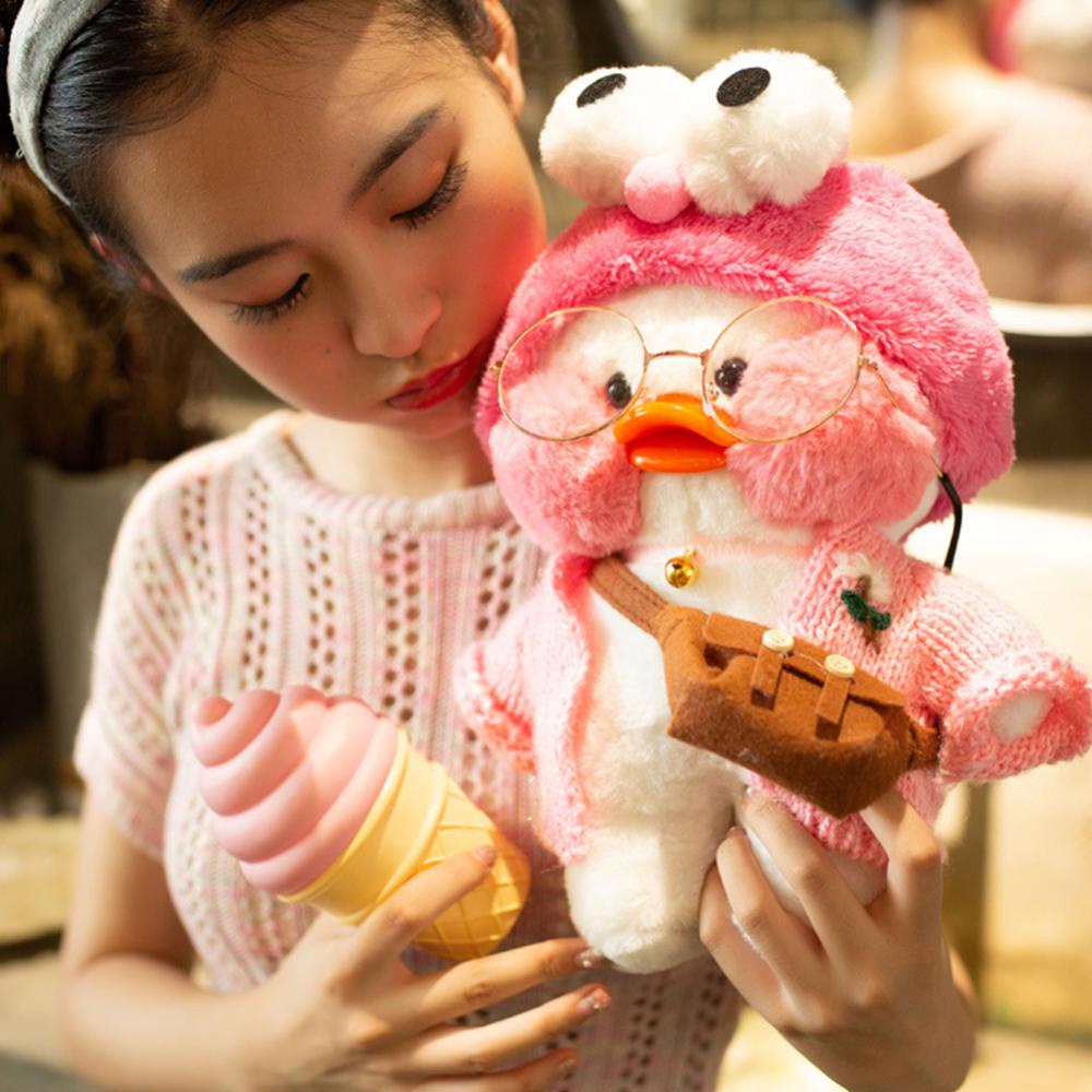 Timekey Mainan Boneka Stuffed Plush Bebek LaLafanfan 30cm Untuk Hadiah Natalulang Tahun Anak V6Y5