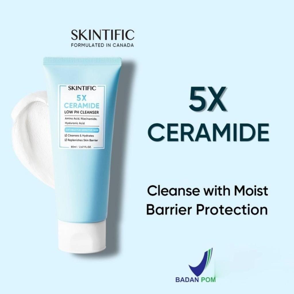 ★ BB ★  SKINTIFIC 5X Ceramide Low pH Cleanser - Gentle Cleanser For Sensitive Skin 80Ml - 15ml【BPOM】