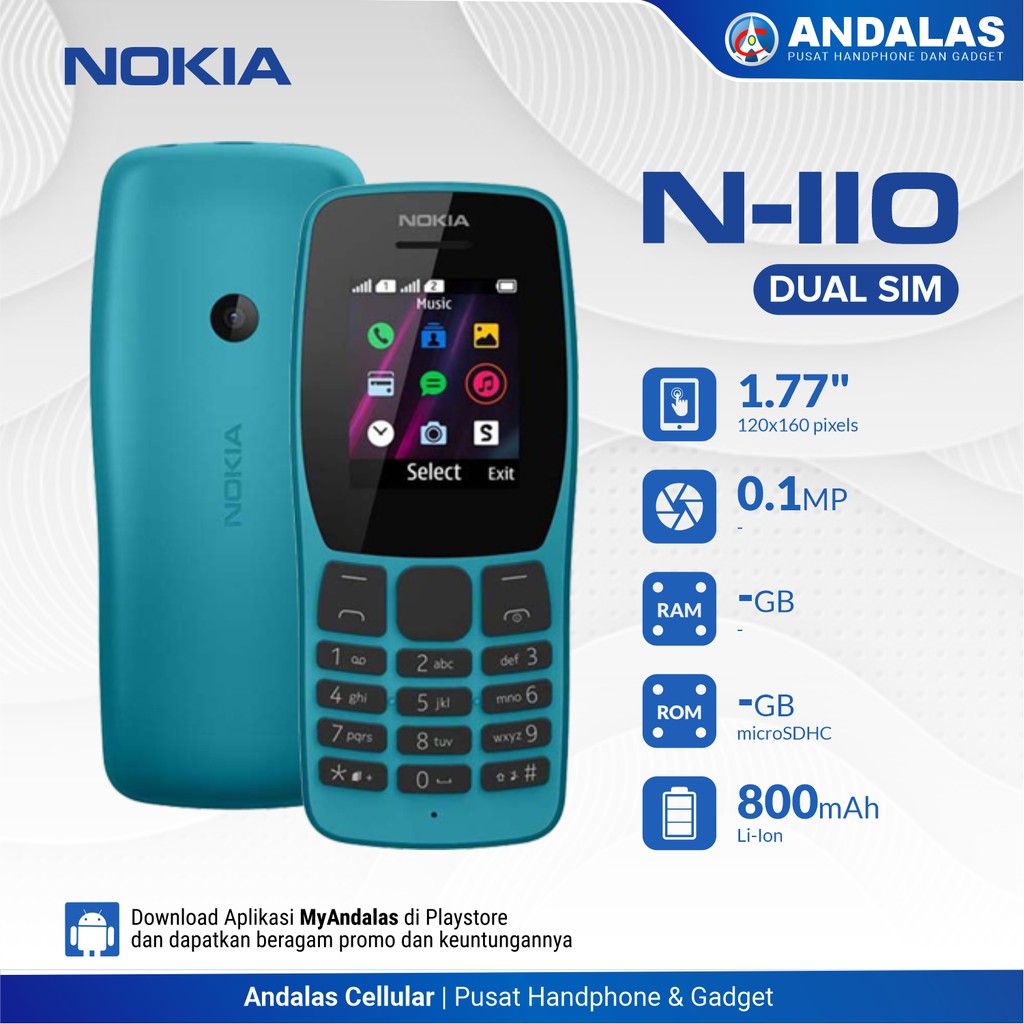NOKIA FEATURE PHONE N-110 DUAL SIM GARANSI RESMI INDONESIA