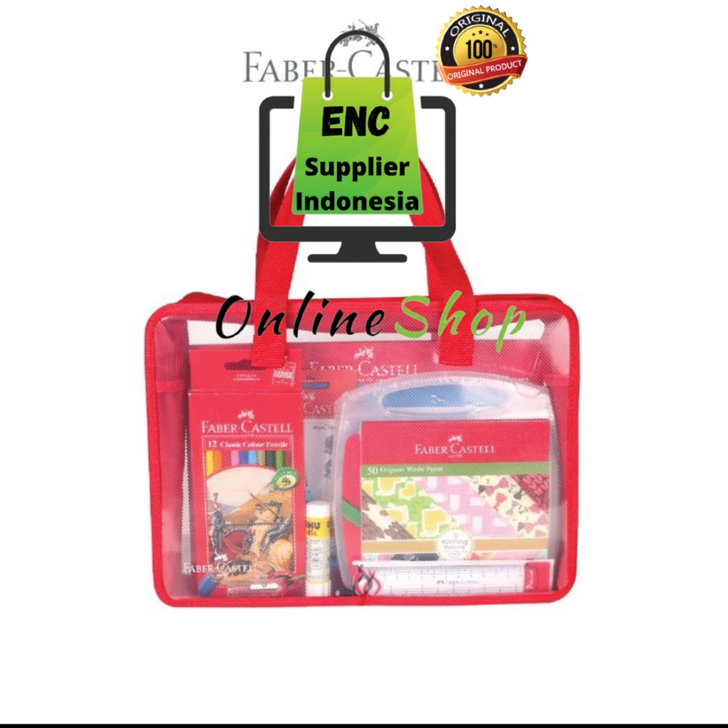 

fabercastell 1 paket TAB B faber castell tas zipper alat tulis lengkap per set - enc.sup