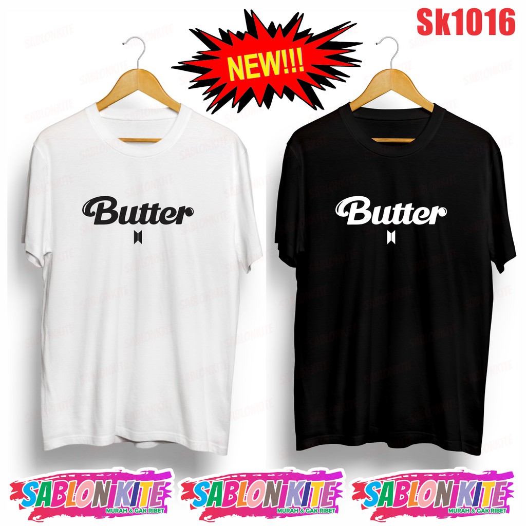 MURAH!!! KAOS  KPOP BUTTER SK1016 BESAR ADA 8WARNA UNISEX COMBED 30S