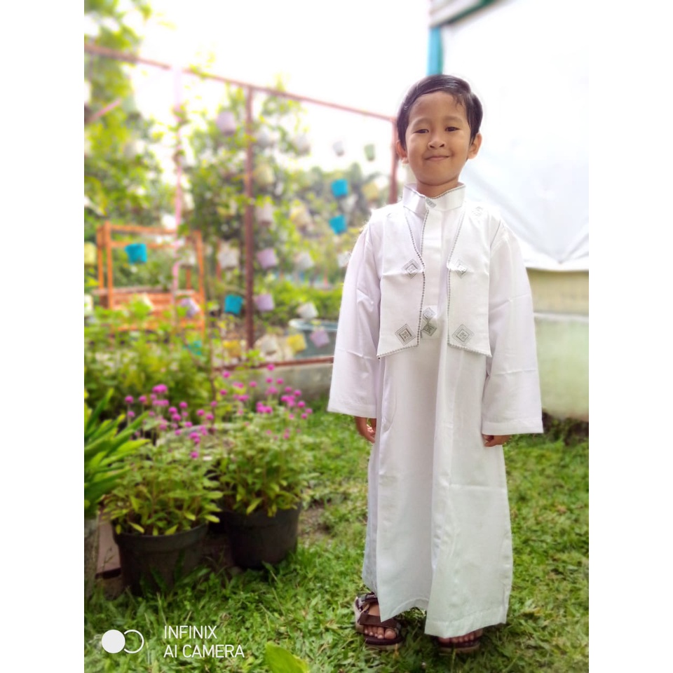 Gamis Anak Laki - Laki Rompi Putih