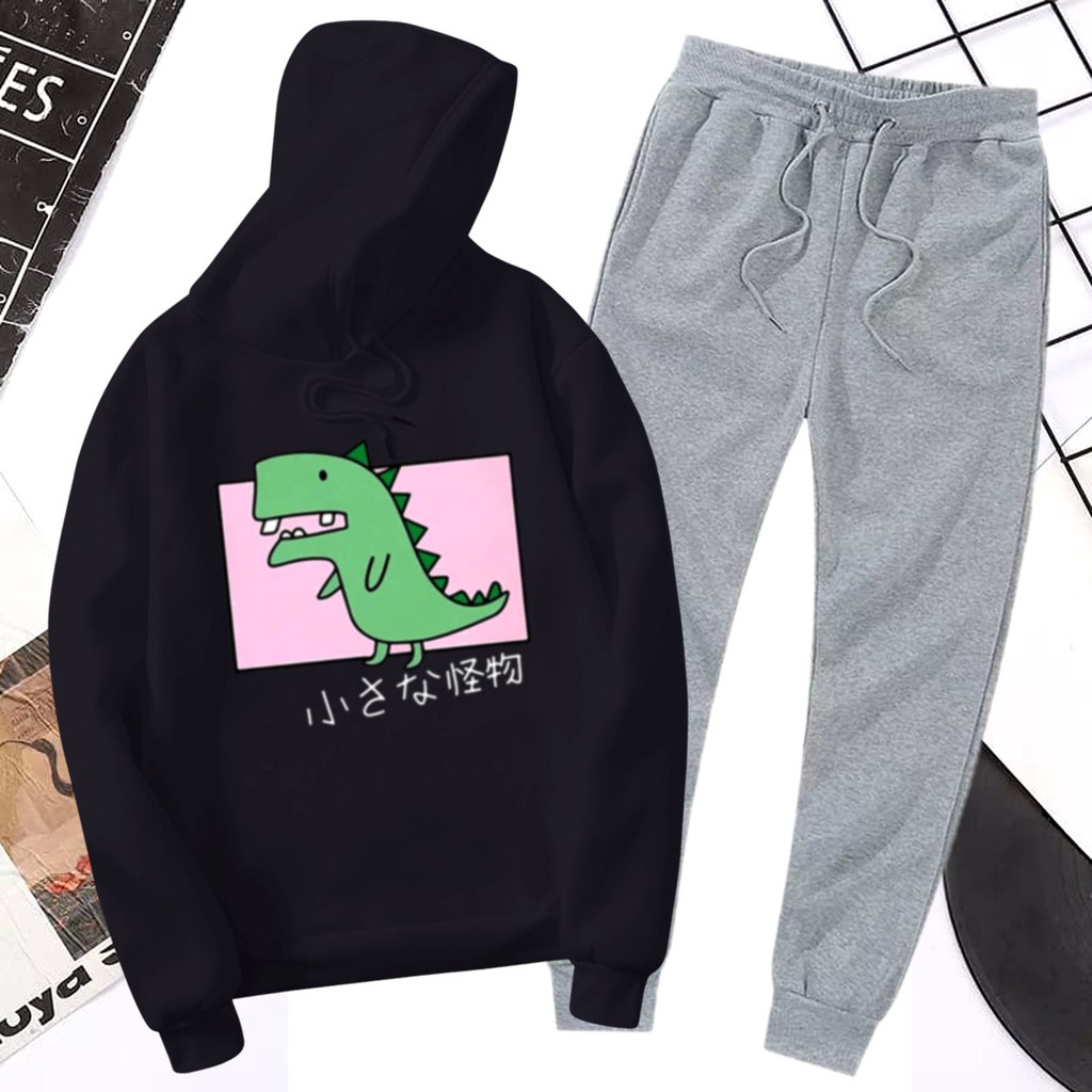 BESS - Baju Setelan Wanita Murah / Setelan Hoodie + Jogger Abu - DINO