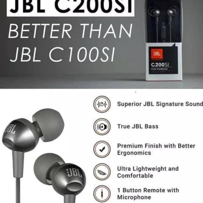 JBL C200SI By Harman Headset True Stereo Bass / Headset JBL C200 Si - Biru