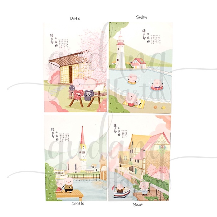 Notebook A5 Pig Village Buku Tulis Motif Berwisata Unik GH 308239