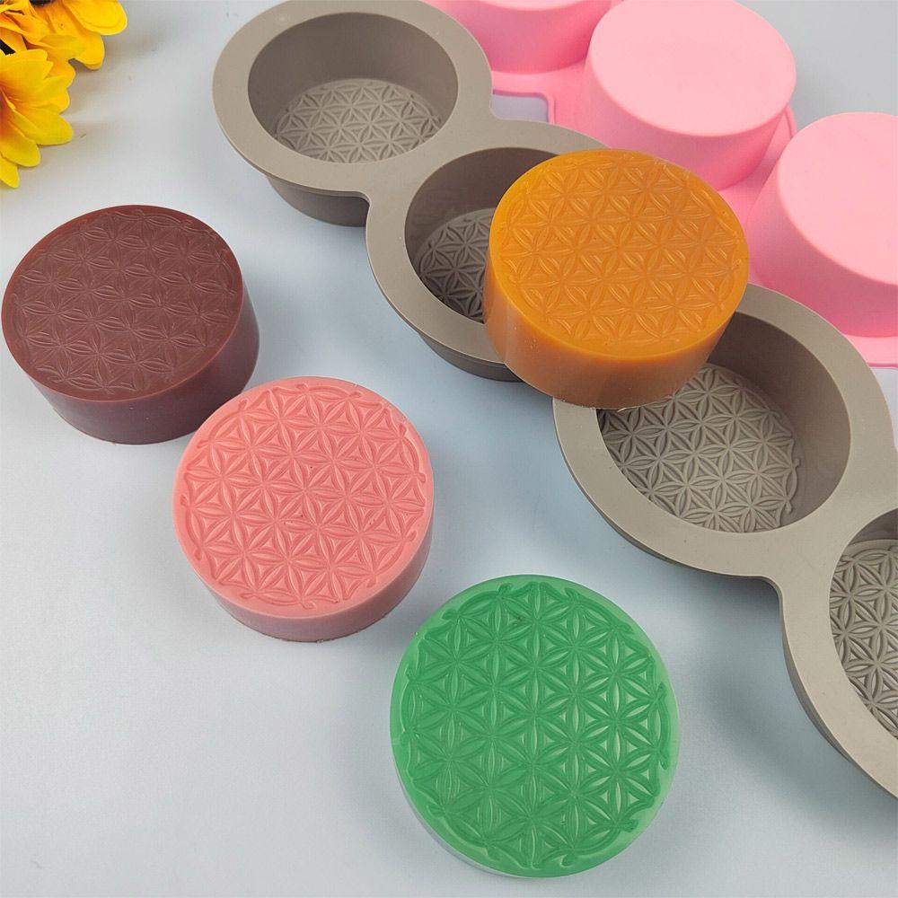 Preva Cetakan Sabun Silikon Membuat Perlengkapan Multi-Fungsi 3D Vintage Round Mold 4rongga Handmade Soaps Supplies