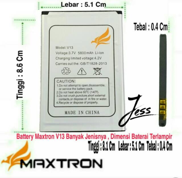 Baterai Battery Batre Original Double Power Maxtron V13 3G 5 Inchi