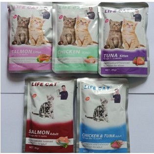 MAKANAN BASAH LIFE CAT POUCH 85gr/lifecat wet food