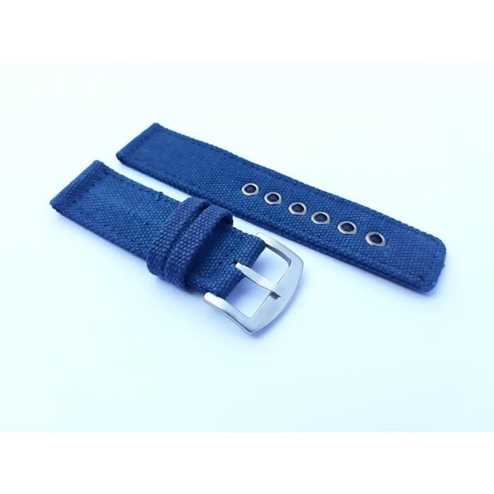 TALI JAM TANGAN CANVAS MILITARY 24MM BIRU NYLON CANVAS STRAP