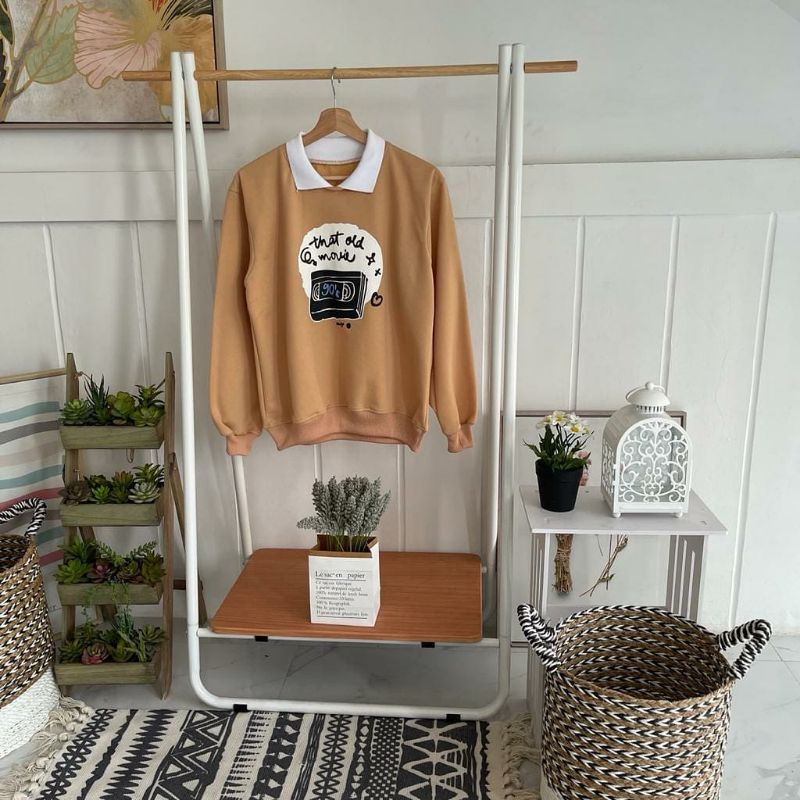 Sweater Basic Kerah Pria Wanita Old Movie Oversize Wanita | Sweater Basic Oversize Wanita Korean Style | Sweatshirt