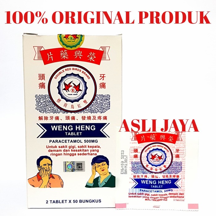 WENG HENG TABLET - OBAT SAKIT GIGI,SAKIT KEPALA,DEMAM & NYERI TERBUKTI AMPUH
