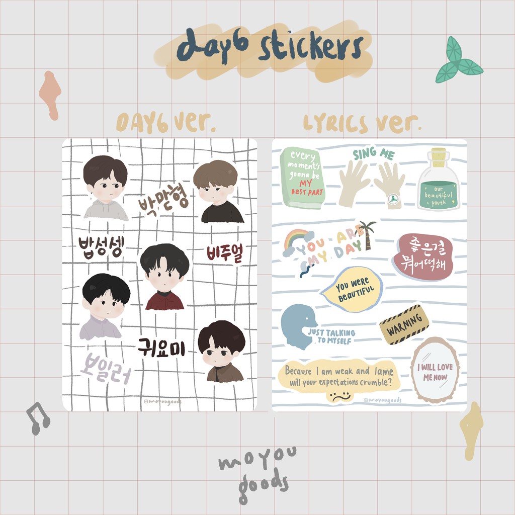 

Day6 - Sticker Sheet by Moyou Goods | Stiker Kpop Lucu Cute